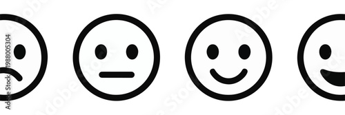 Four Emoticon Faces Showing Different Emotions white