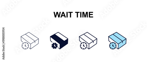 wait time multi-style outline icon set - delivery concept. Thin line, regular, filled, colored wait time icon