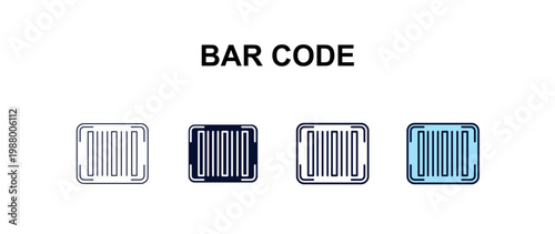 bar code multi-style outline icon set - delivery concept. Thin line, regular, filled, colored bar code icon