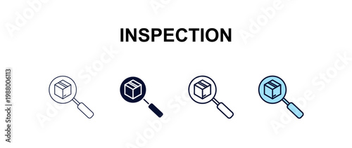inspection multi-style outline icon set - delivery concept. Thin line, regular, filled, colored inspection icon