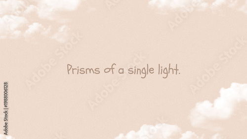 Minimalist beige background with clouds and motivational quote