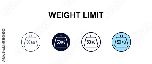 weight limit multi-style outline icon set - delivery concept. Thin line, regular, filled, colored weight limit icon