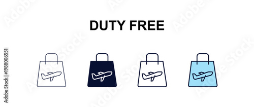 duty free multi-style outline icon set - delivery concept. Thin line, regular, filled, colored duty free icon