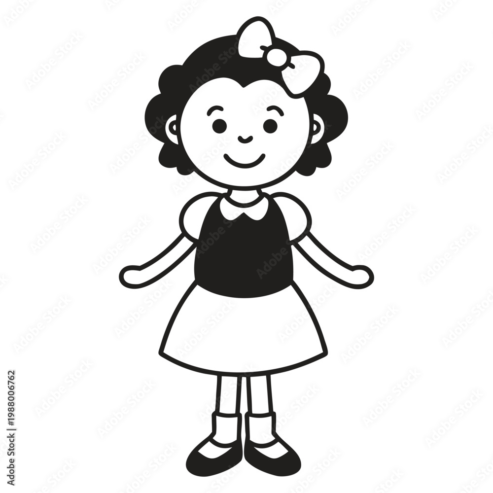 Fototapeta premium Curly Haired Child Cartoon Vector Illustration