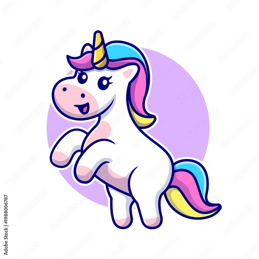 Fototapeta premium Cute Unicorn Standing Cartoon