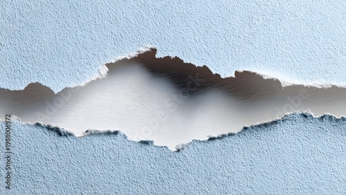 Vertical ripped paper opening revealing empty copy space