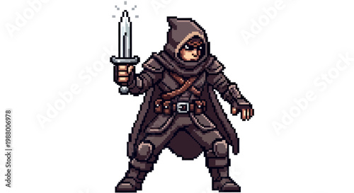 Pixel Art Rogue Character Holding a Dagger.