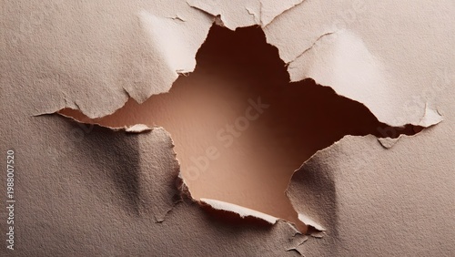 Vertical ripped paper opening revealing empty copy space