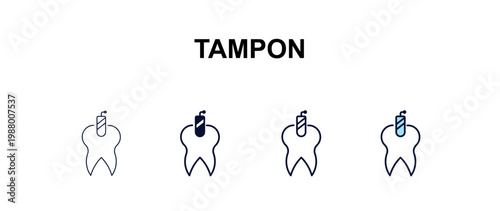 tampon multi-style outline icon set - dentist concept. Thin line, regular, filled, colored tampon icon