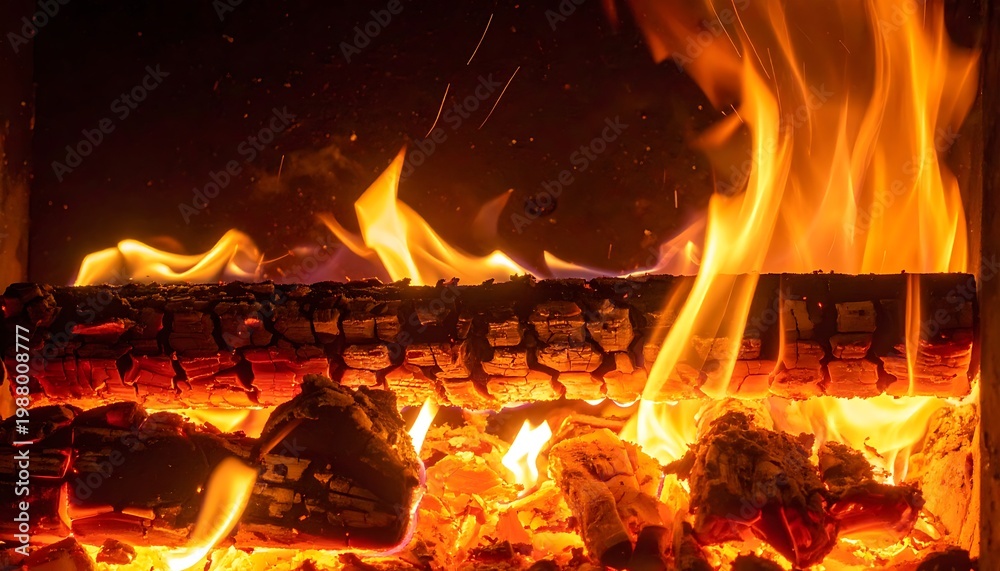 Obraz premium A warm fire burning with yellow and orange flames