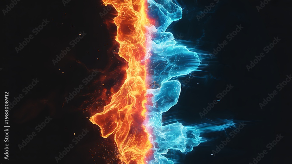 Fototapeta premium A vibrant illustration of fire and ice
