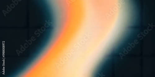 Abstract Grainy Gradient Background with Warm Orange to Peach Neon Curved Glow on Dark for Modern Banners, Headers & UI Design