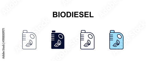 biodiesel multi-style outline icon set - ecology concept. Thin line, regular, filled, colored biodiesel icon