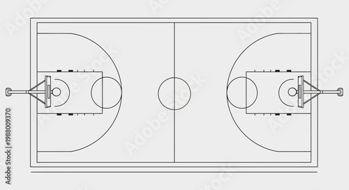Detailed diagram of a basketball court.