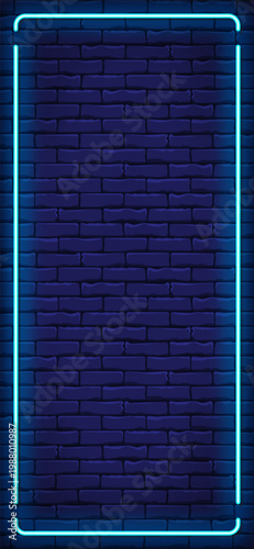 Bright blue rectangular vertical neon frame