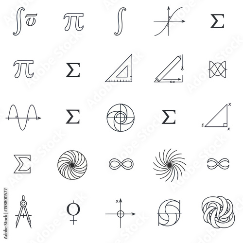 Mathematical Symbols and Diagrams: Calculus, Geometry, Algebra, Infinity