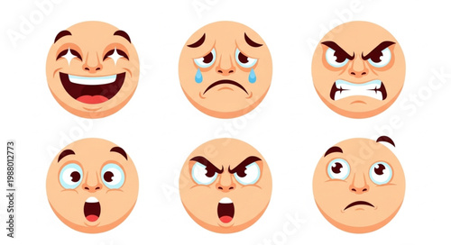 Collection of Diverse Emotional Faces Expressing Various Feelings.