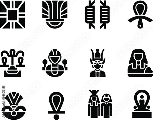 Ancient egyptian symbols and hieroglyphics icons