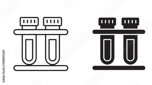 Test Tubes on Rack Line Art Icon for Laboratory Science, Medical Research and Chemistry Design
