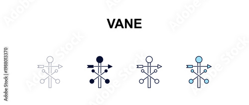 vane multi-style outline icon set - farming and gardening concept. Thin line, regular, filled, colored vane icon