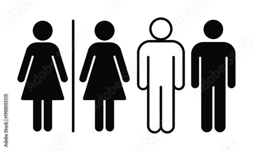 Gender Female and Male Silhouettes for Restrooms and Public Spaces