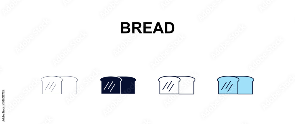 Obraz premium bread multi-style outline icon set - farming and gardening concept. Thin line, regular, filled, colored bread icon