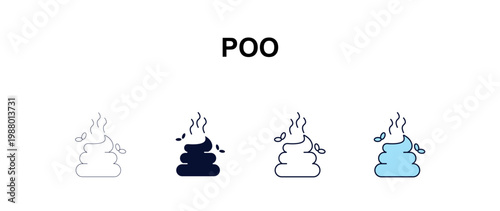 poo multi-style outline icon set - farming and gardening concept. Thin line, regular, filled, colored poo icon