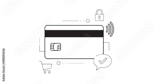 Credit card icon for secure online payment and contactless transaction concept