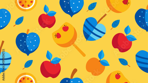 Colorful hot air balloons floating in a patterned design