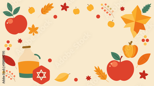 Colorful autumn fruits and leaves in a festive arrangement
