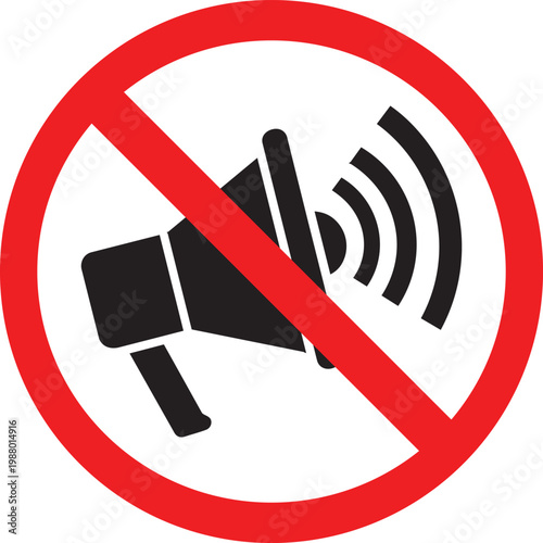 Bild auf Leinwand No megaphone icon prohibition sign for loud noise or announcement vector graphic