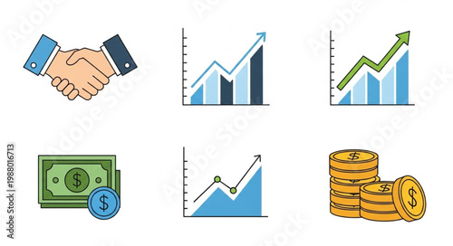 Business finance and growth icons set.