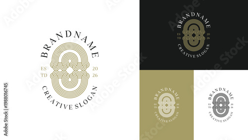 Luxury ornamental oval line art logo design for premium brand identity, jewelry, or boutique Vector Illustration