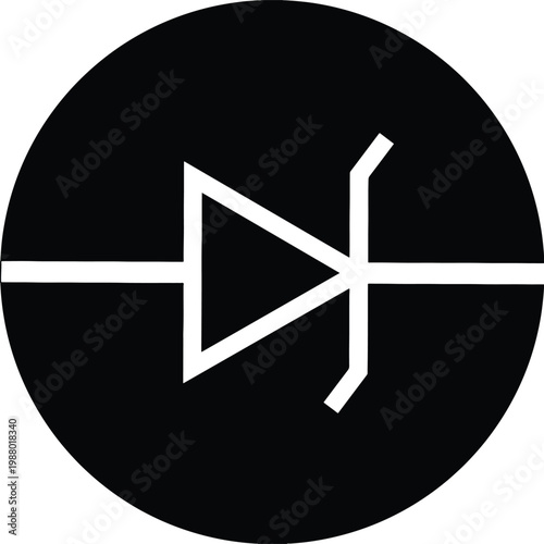 Zener diode forward biased in circle solid icon vector