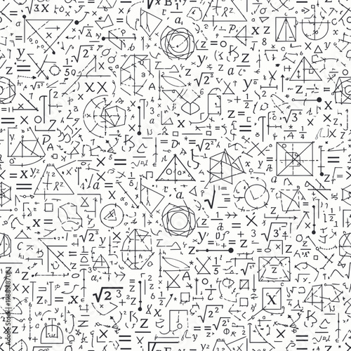 Complex Math Formulas and Symbols Seamless Pattern - Education and Science Background