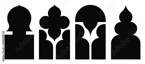 Black Silhouette of Architectural Window Tracery and Decorative