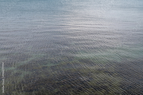 Sea water surface with ripple texture, aerial view