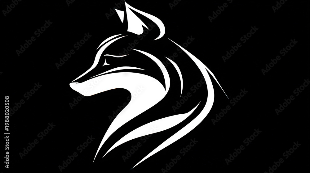 Fototapeta premium Stylized Fox Logo in Black and White