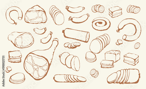 Meat production. Vector drawing food