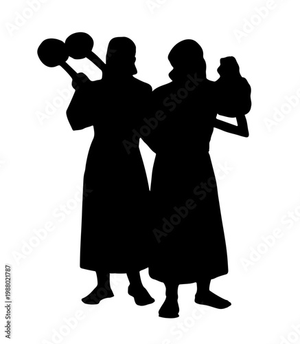 Vector drawing. People playing music