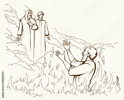 Vector drawing. Man in the hell