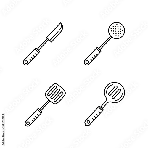 Kitchen Utensils Set Knife Slotted Spoon Spatula and Ladle.