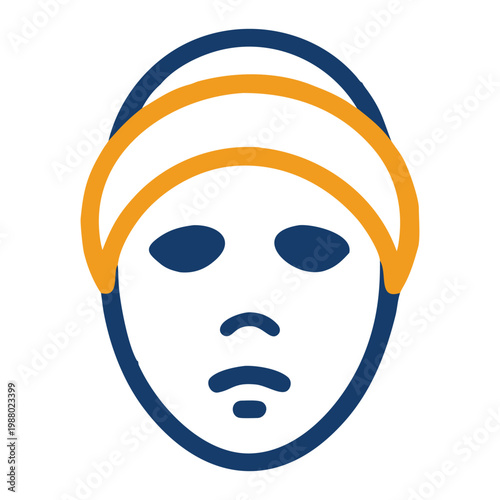Stylized face mask symbol concept for identity privacy anonymity or protection abstract graphic design representing human expression.