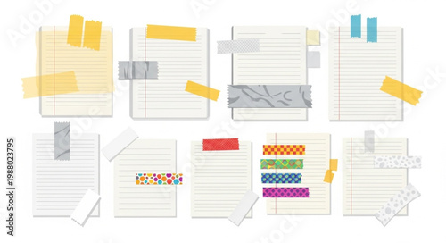 Collection of Sticky Notes and Washi Tape Samples.