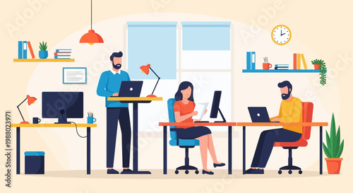 People working in a modern office environment.