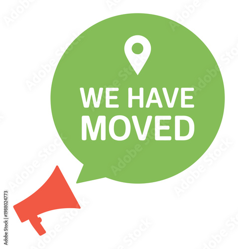 Announcement: We Moved! Location Pin and Megaphone