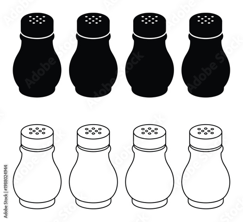 Black and White Silhouettes of Salt and Pepper Shakers