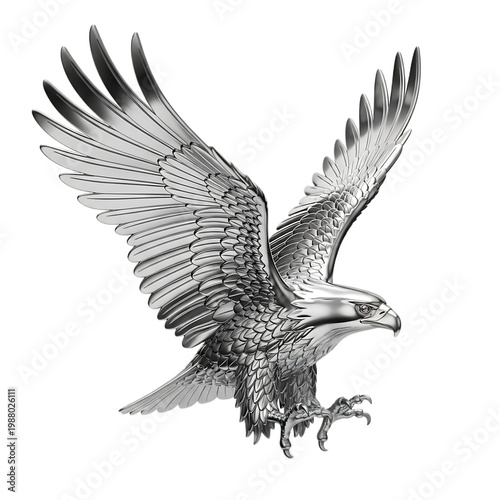 eagle in flight, wings spread wide, sharp talons extended