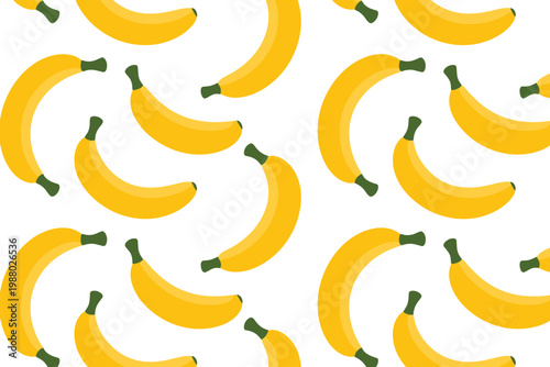 Seamless pattern of yellow bananas on a white background