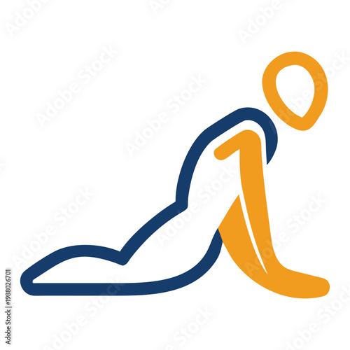 Yoga cobra pose illustration featuring stylized person performing bhujangasana stretch for physical wellness flexibility and core strength.